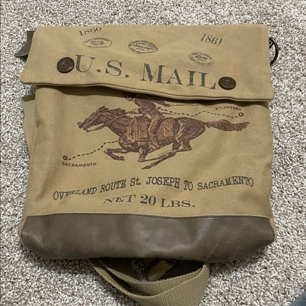 U.S. Mail Vintage Canvas Crossbody Bag in Khaki